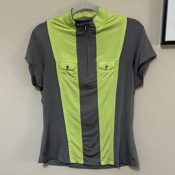 Jamie Sadock Two-Tone Gray and Lime Green Women's Top - Picture 1 of 5